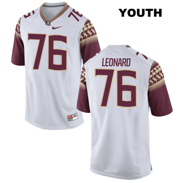 Youth NCAA Nike Florida State Seminoles #76 Rick Leonard College White Stitched Authentic Football Jersey QJF4769QL